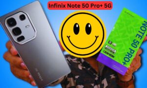 5200mAh बैटरी और 50MP ट्रिपल रियर कैमरा के साथ Infinix Note 50 Pro+ 5G स्मार्टफोन।
